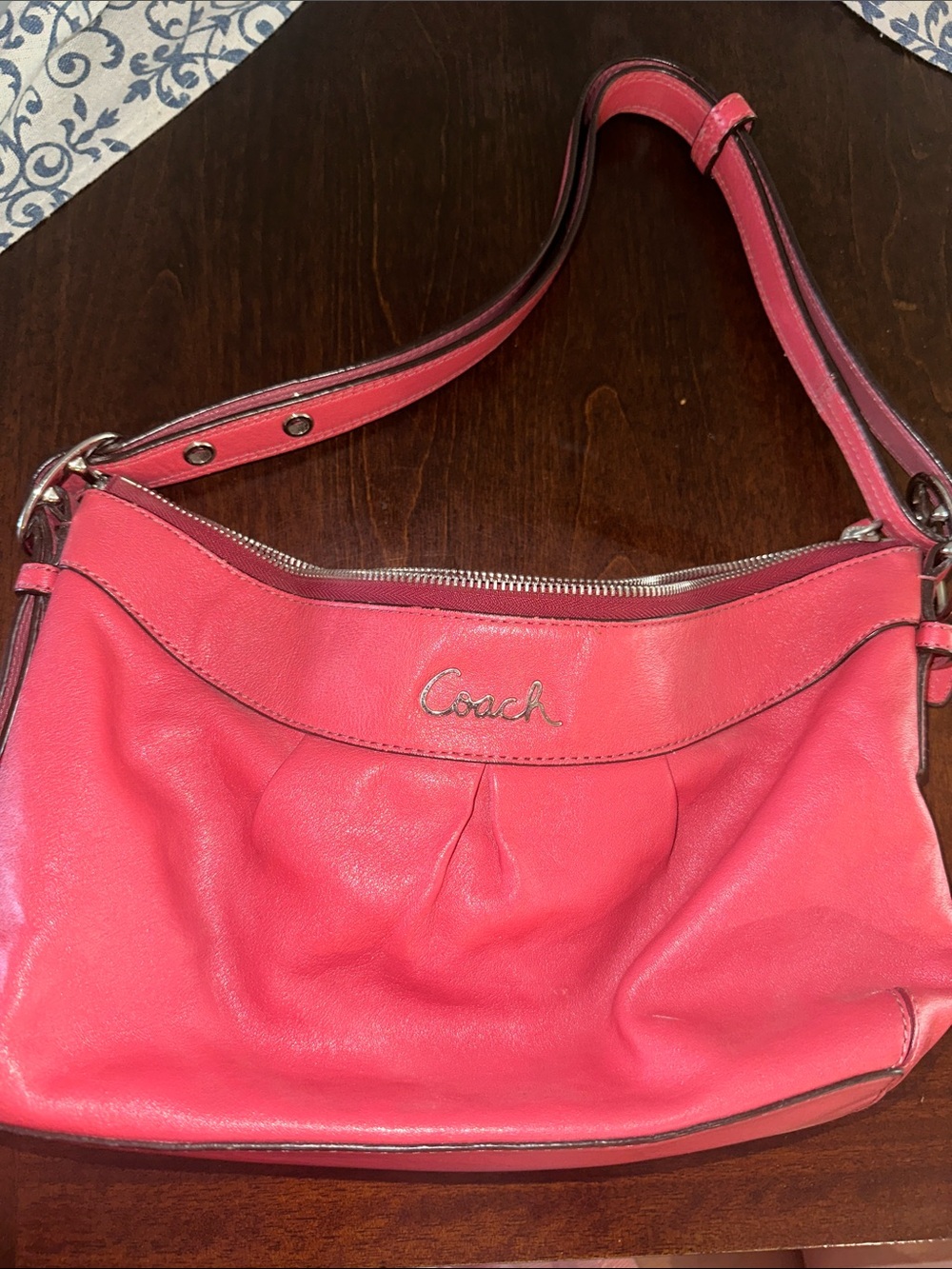 Coach Coral Pink Leather Shoulder Hobo
